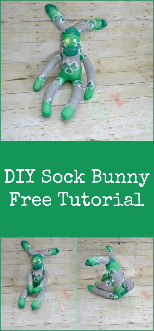 DIY Sock Bunny, Easy Sewing Tutorial ekayg crafts