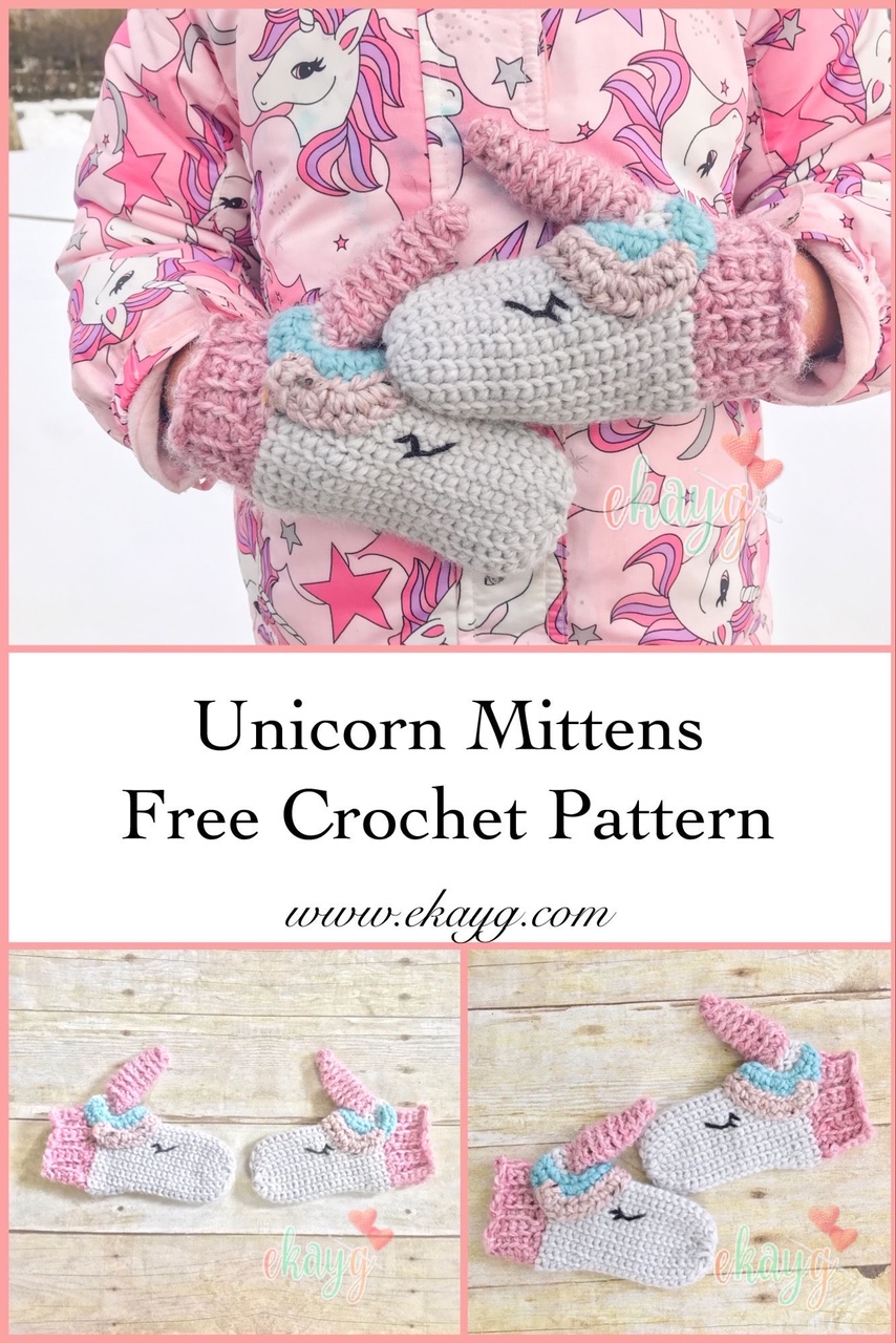 crochet unicorn mittens